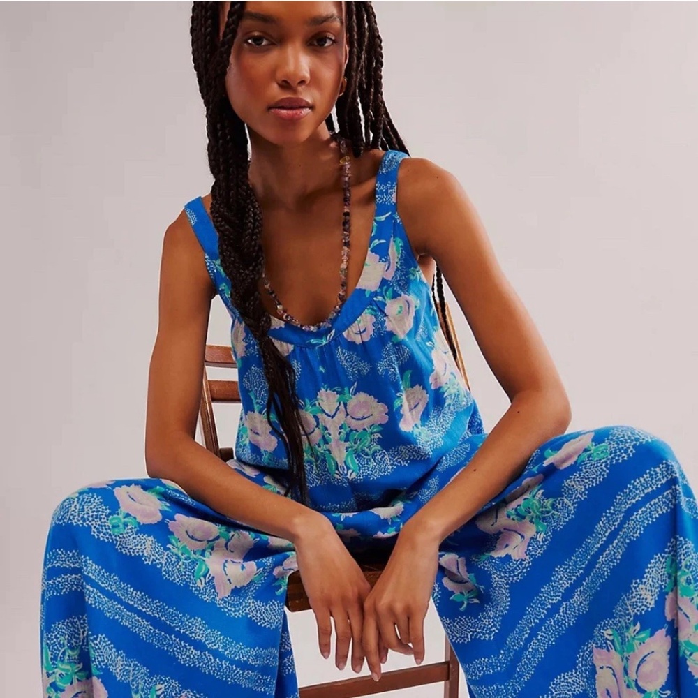 NWT Free People Bali Lillie Scarf Print Jumpsuit Size M Pants Romper Boho